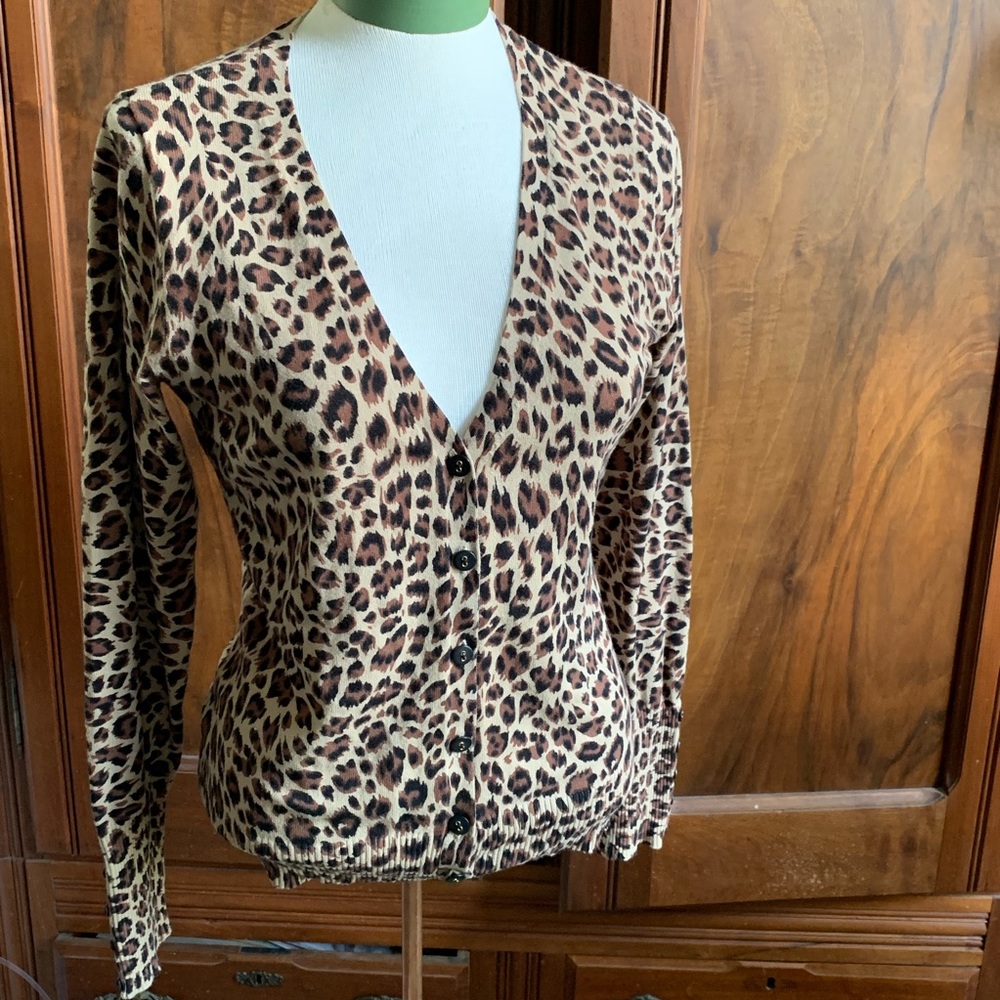 APT. 9 Leopard Print Cardigan Sweater/Animal Print